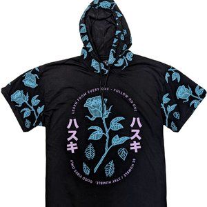 Unisex Hoodie Shirt X Large Black Aqua Rose Japan Good Vibes Fresh Laundry